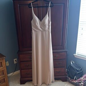 Azazie Taupe Cross Back Formal Dress